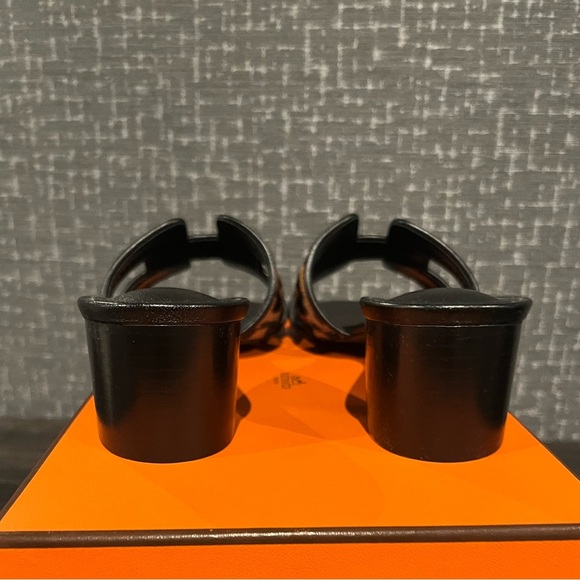 NIB Hermes Oasis Sandals Heels Leopard Print Pony Hair 38 - Picture 8 of 15